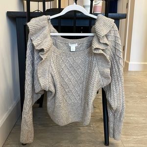 H&M square neck oatmeal beige sweater